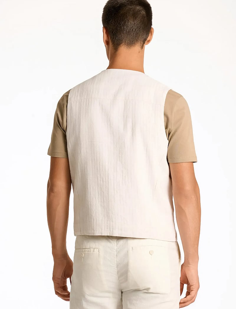 Lindbergh - Cotton linen waistcoat - liemenės - optical white - 4