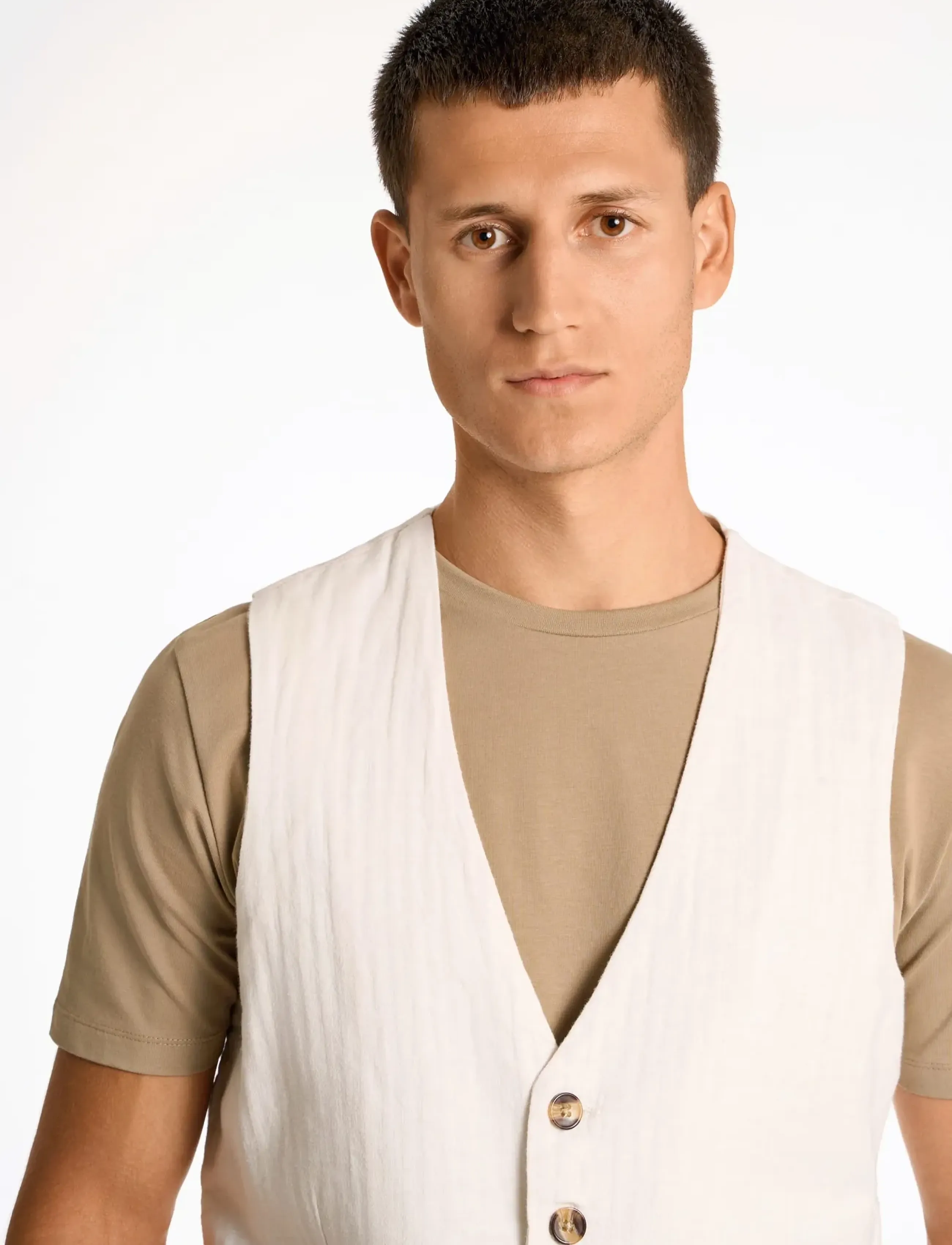 Lindbergh - Cotton linen waistcoat - Ülikonnavestid - optical white - 5