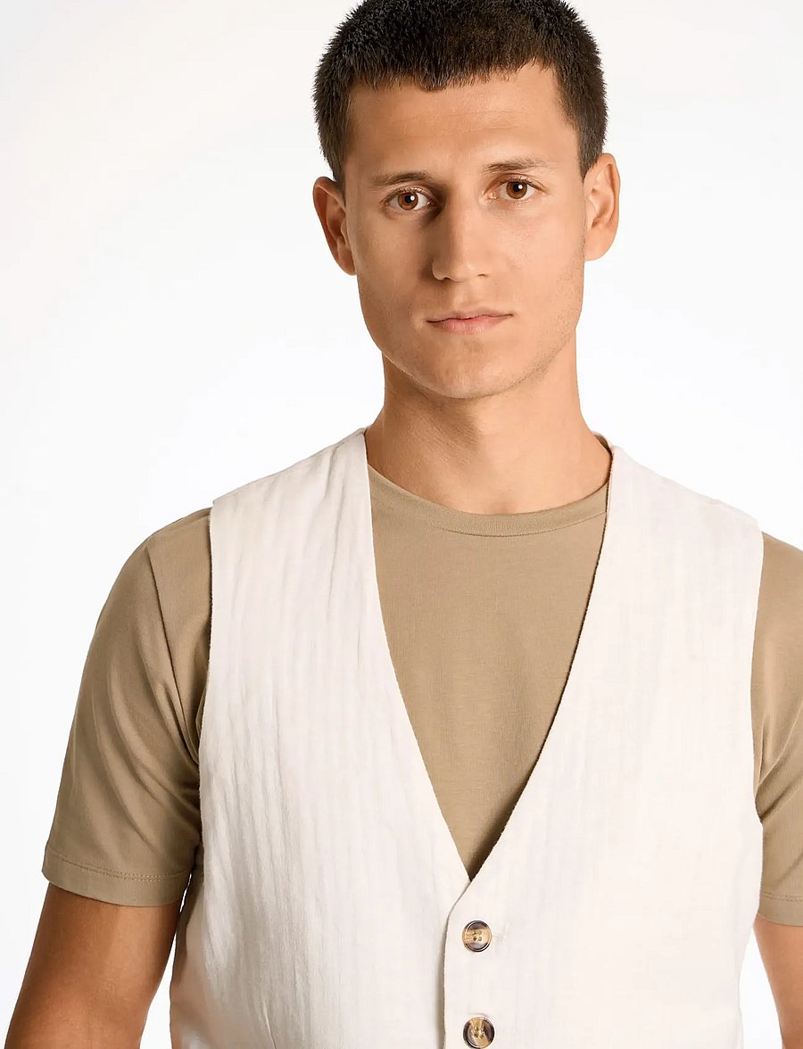Lindbergh - Cotton linen waistcoat - westen - optical white - 5
