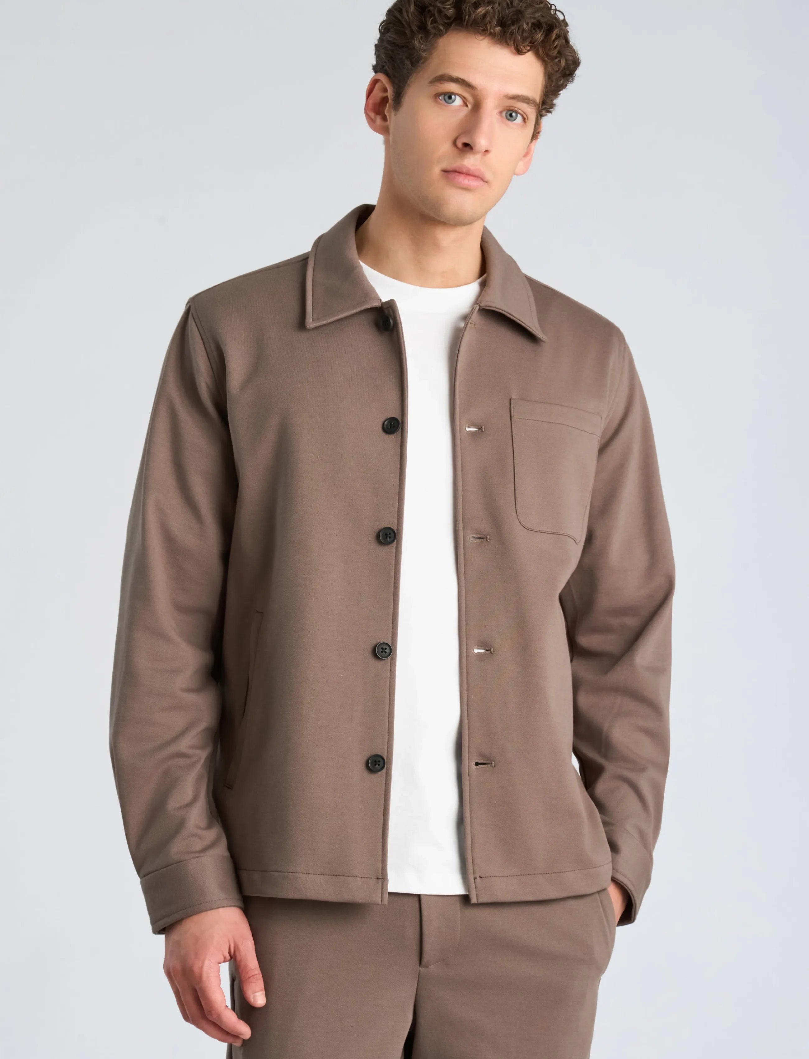 Lindbergh - Superflex overshirt - collections - dk stone mix - 3