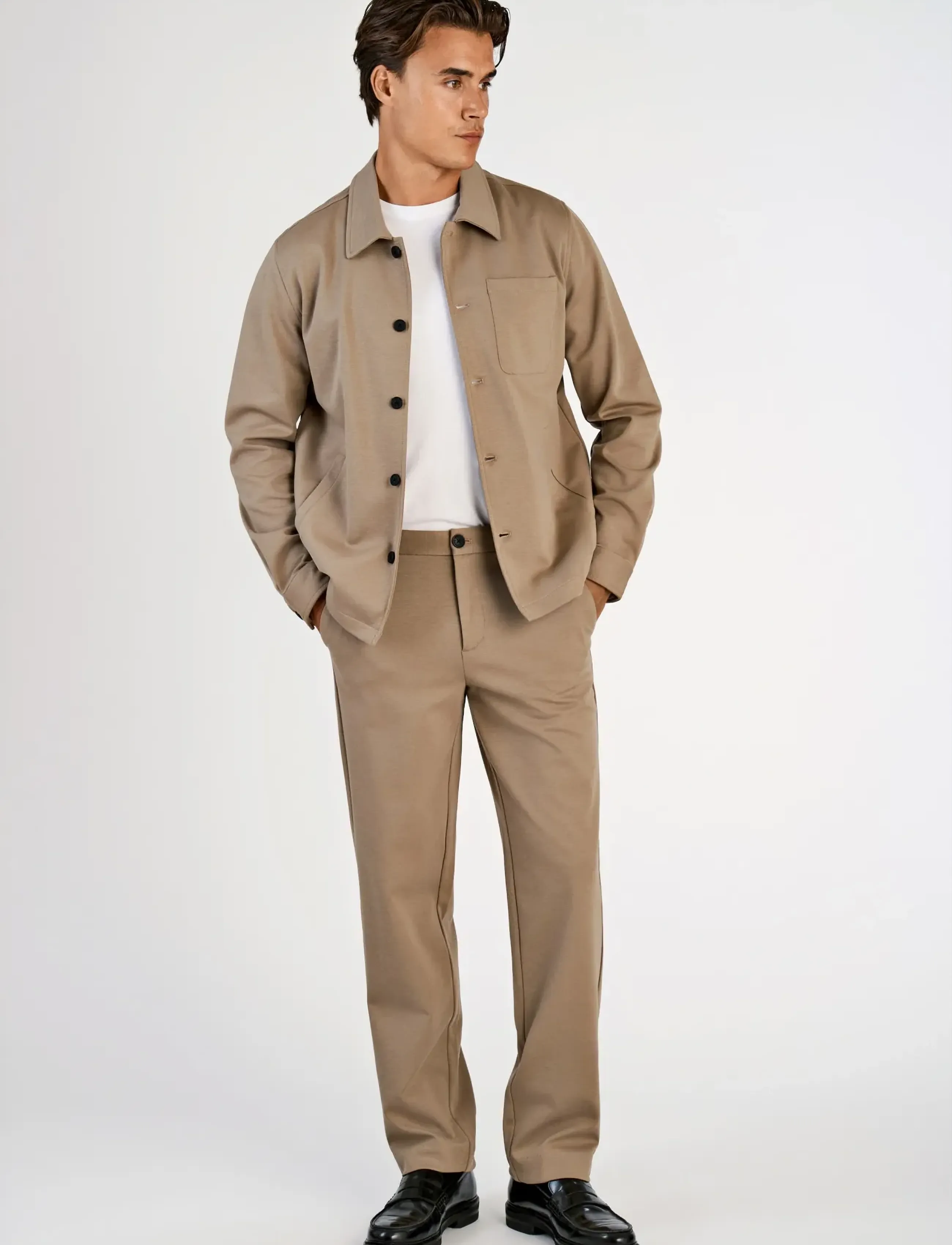 Lindbergh Superflex Overshirt, XXL, Beige, Overdele > Overtrøjer, Herre