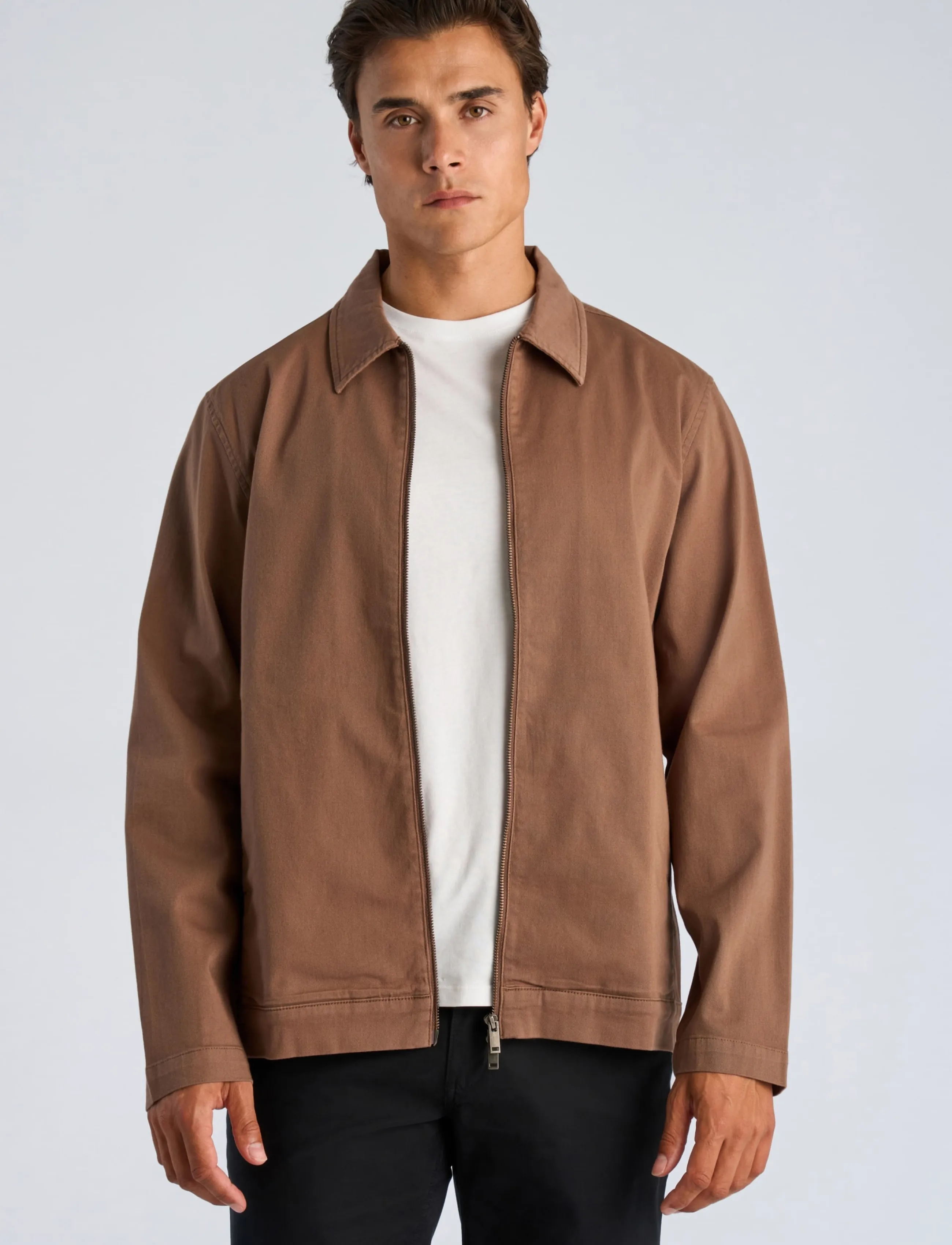 Lindbergh - Superflex overshirt with zip - kerged jakid - brown - 3