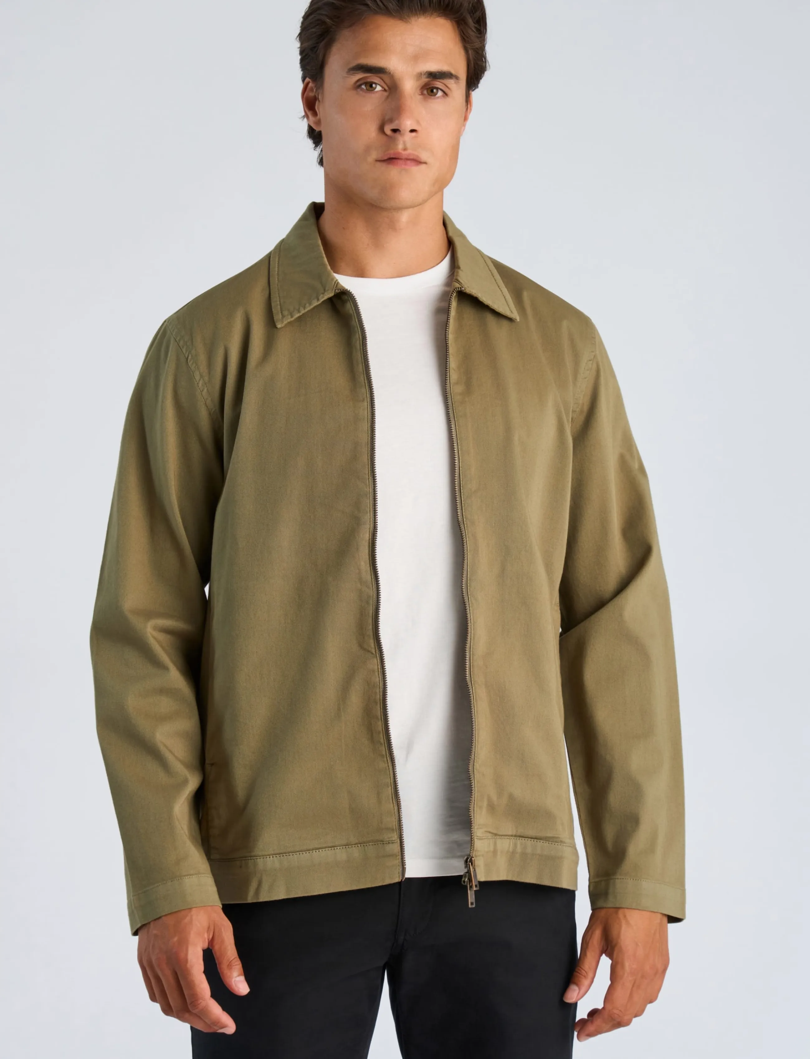 Lindbergh - Superflex overshirt with zip - tunna jackor - dk army - 3