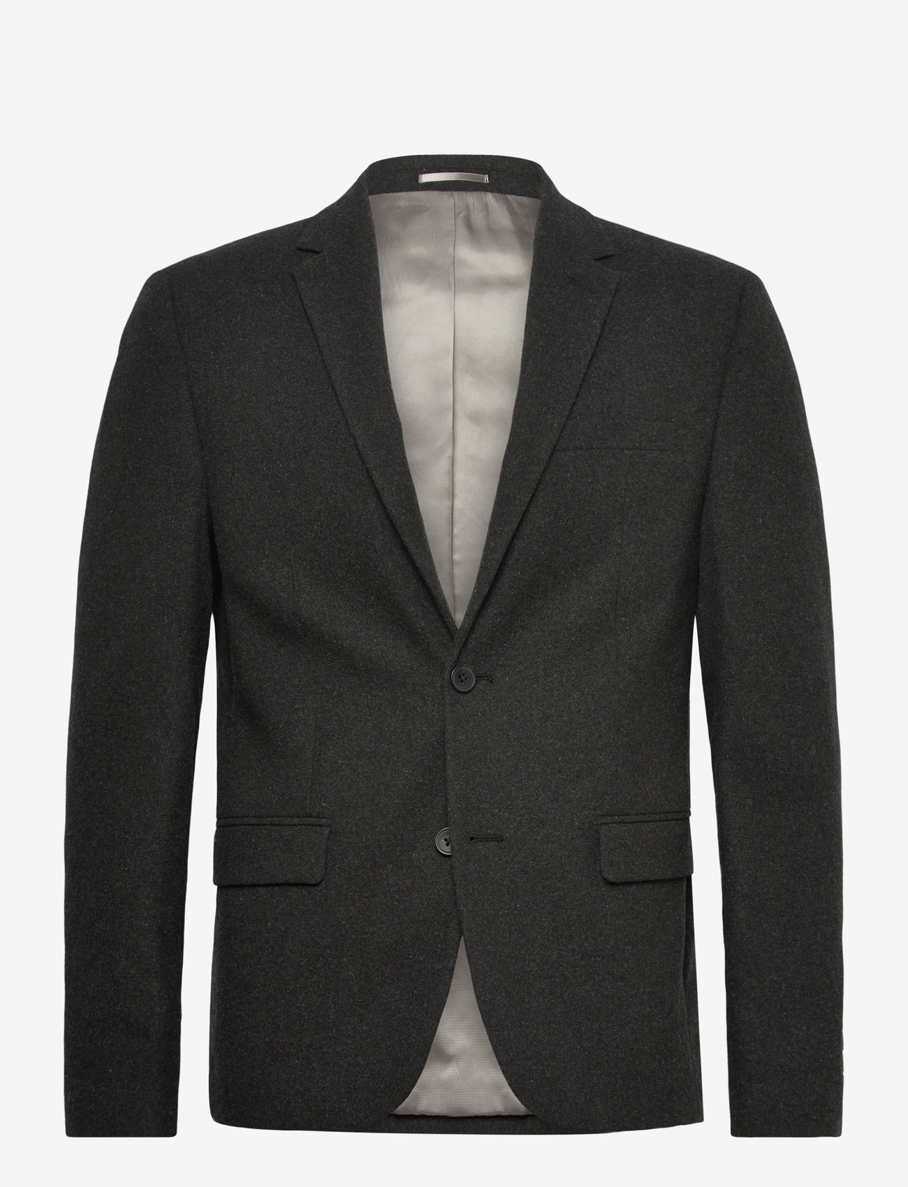 Lindbergh - Flannel wool blend blazer - enkelknäppta kavajer - black mel - 0