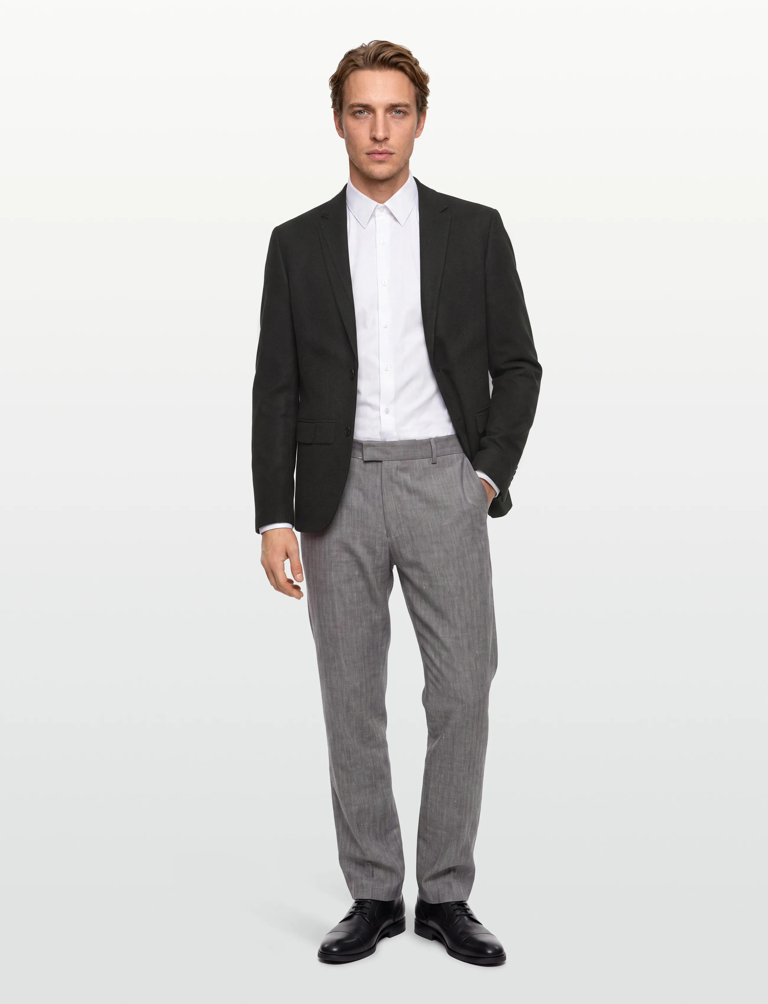 Lindbergh Flannel Wool Blend Blazer, Mænd, Flannel Blazer, Grå, Str: 50