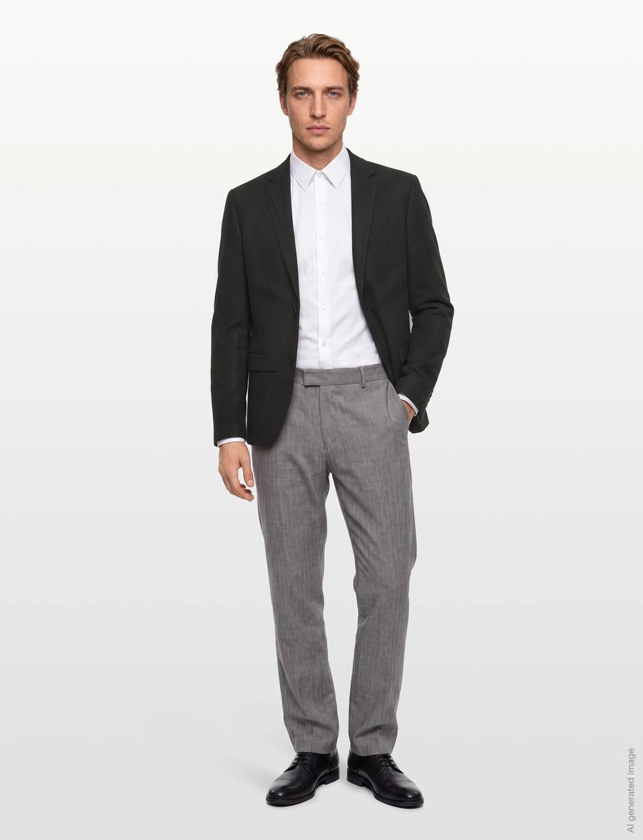 Lindbergh - Flannel wool blend blazer - Üherealised pintsakud - black mel - 0