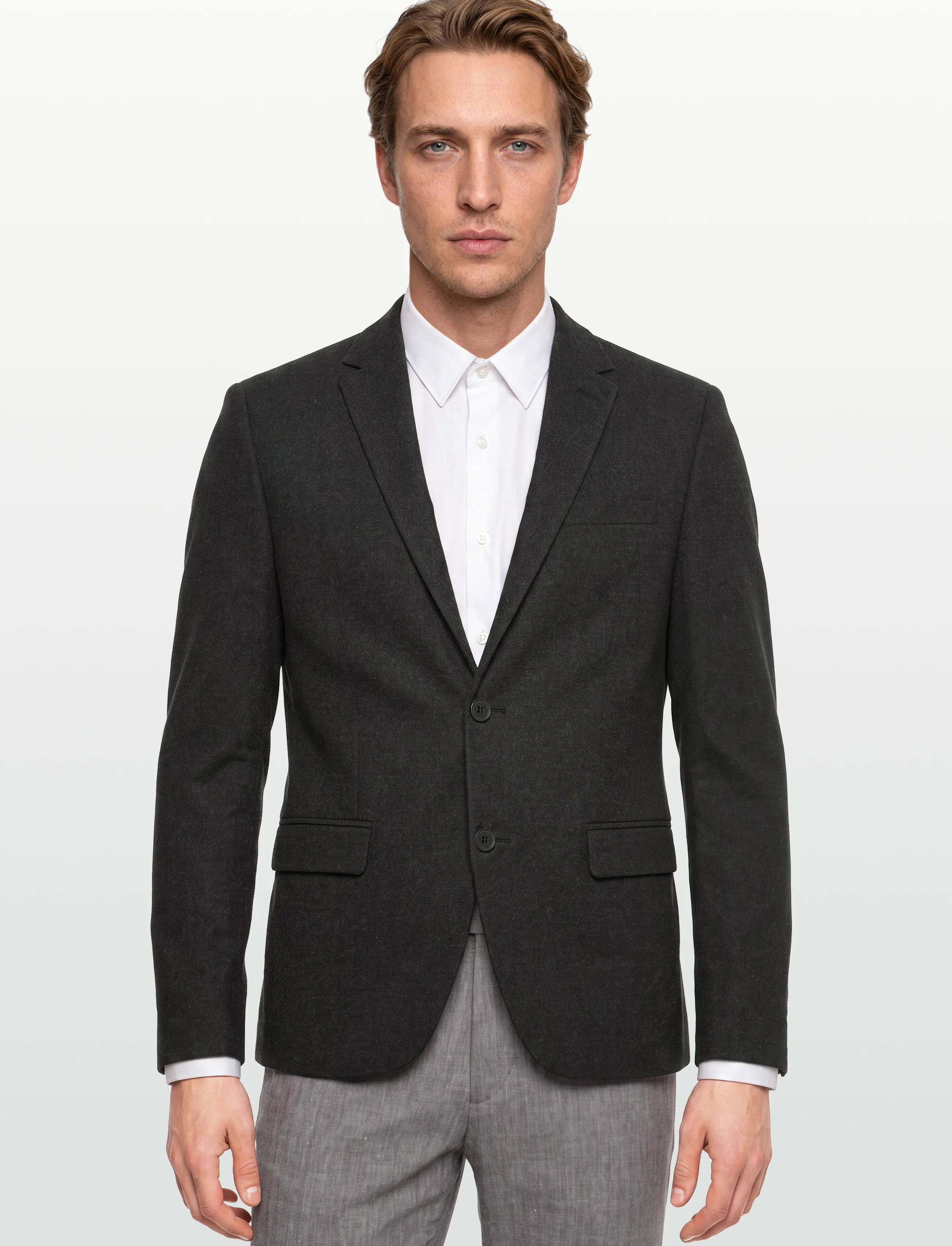 Lindbergh - Flannel wool blend blazer - einreiher - black mel - 3