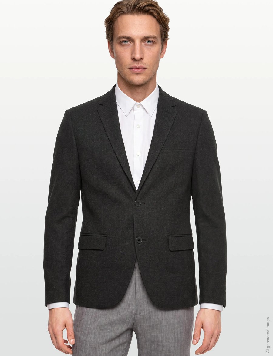 Lindbergh - Flannel wool blend blazer - Üherealised pintsakud - black mel - 3