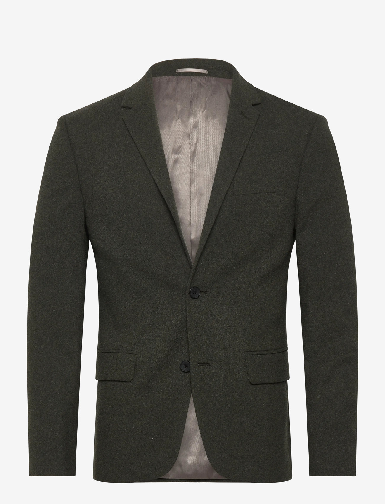 Lindbergh - Flannel wool blend blazer - enkeltradede blazere - dk army mel - 0