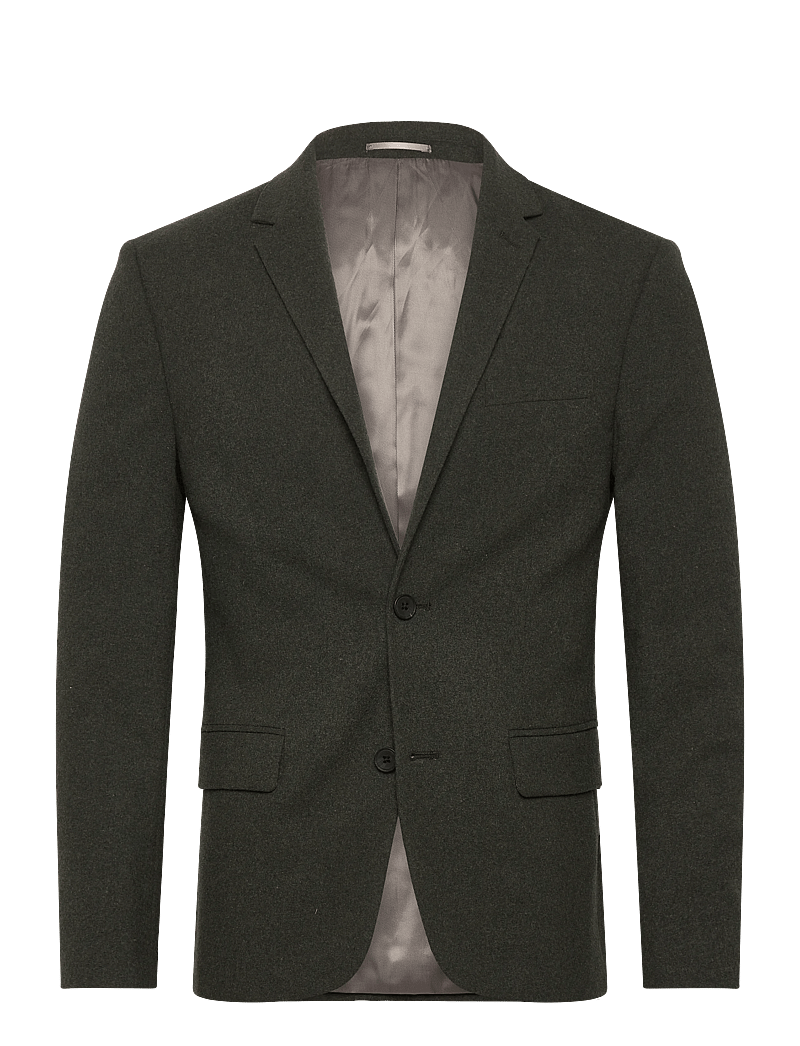 Lindbergh - Flannel wool blend blazer - enkeltradede blazere - dk army mel - 0