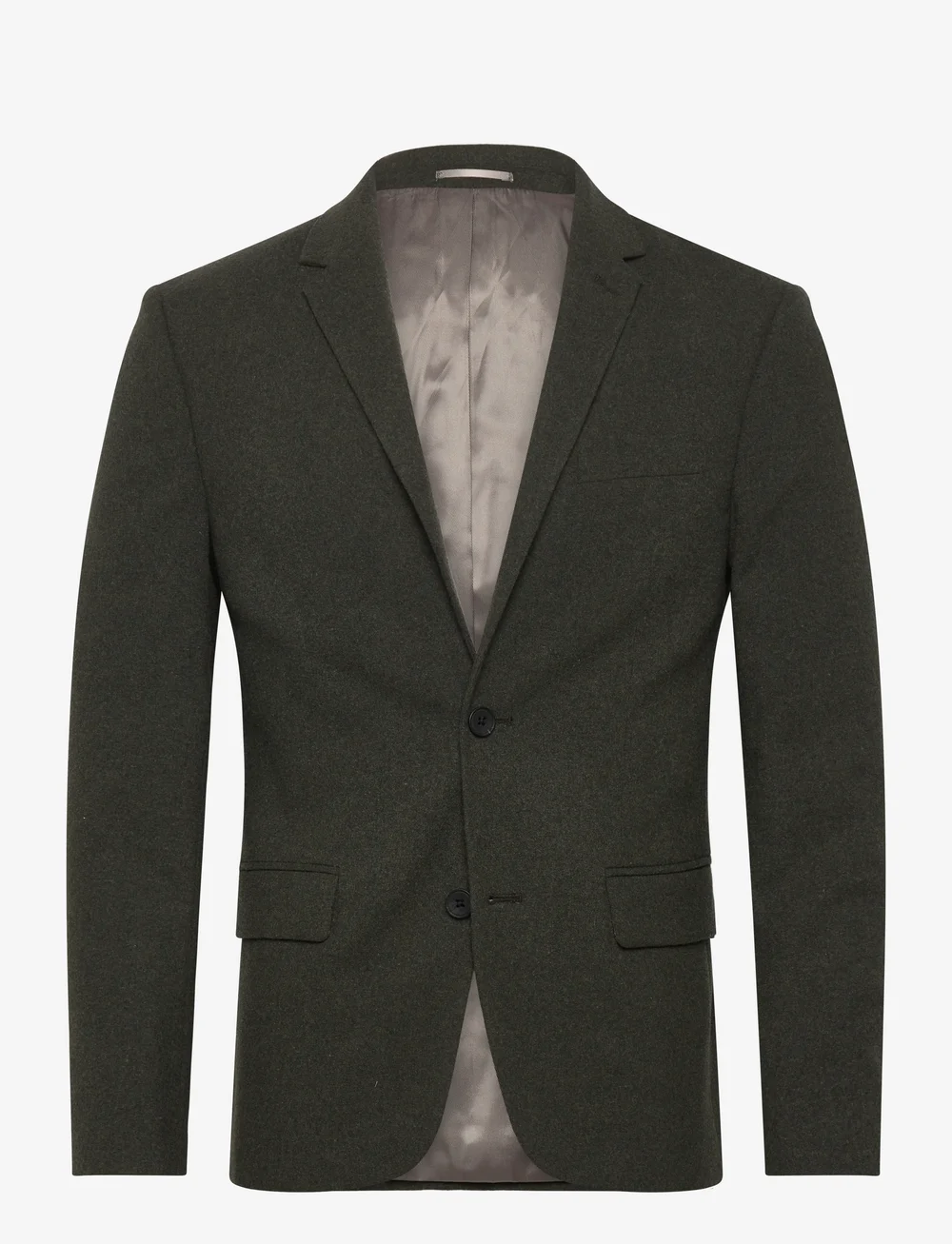 Lindbergh - Flannel wool blend blazer - einreiher - dk army mel - 0