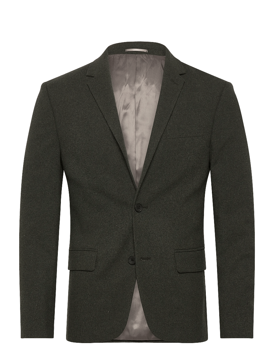 Lindbergh - Flannel wool blend blazer - enkelknäppta kavajer - dk army mel - 0
