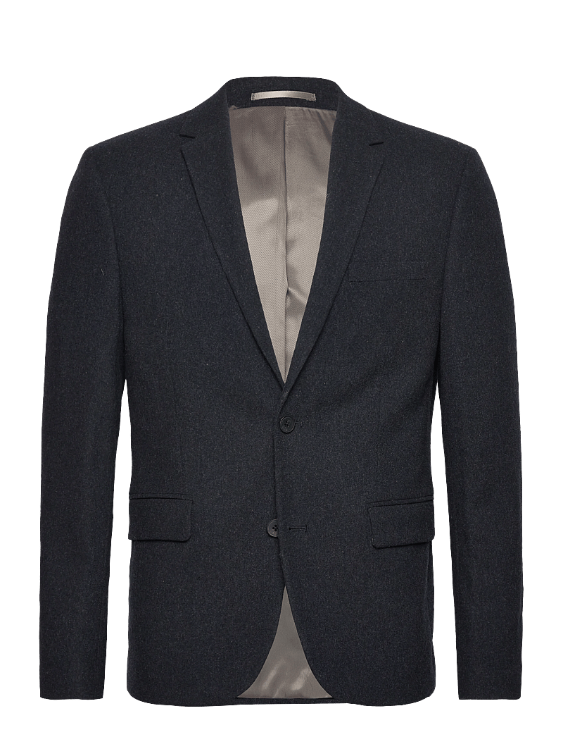 Lindbergh - Flannel wool blend blazer - enkelknäppta kavajer - dk blue mel - 0