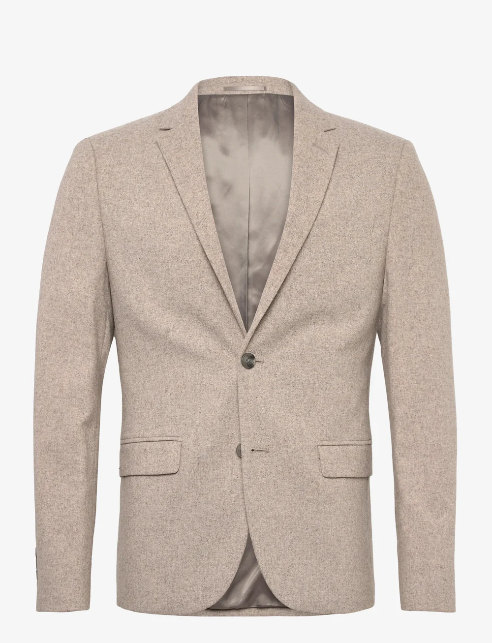 Lindbergh - Flannel wool blend blazer - Ühe rinnatisega pintsakud - dk sand mel - 0