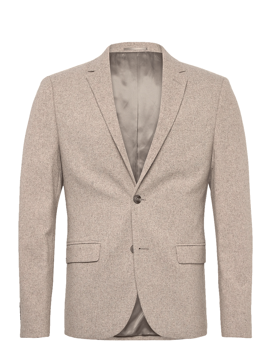 Lindbergh - Flannel wool blend blazer - einreiher - dk sand mel - 0