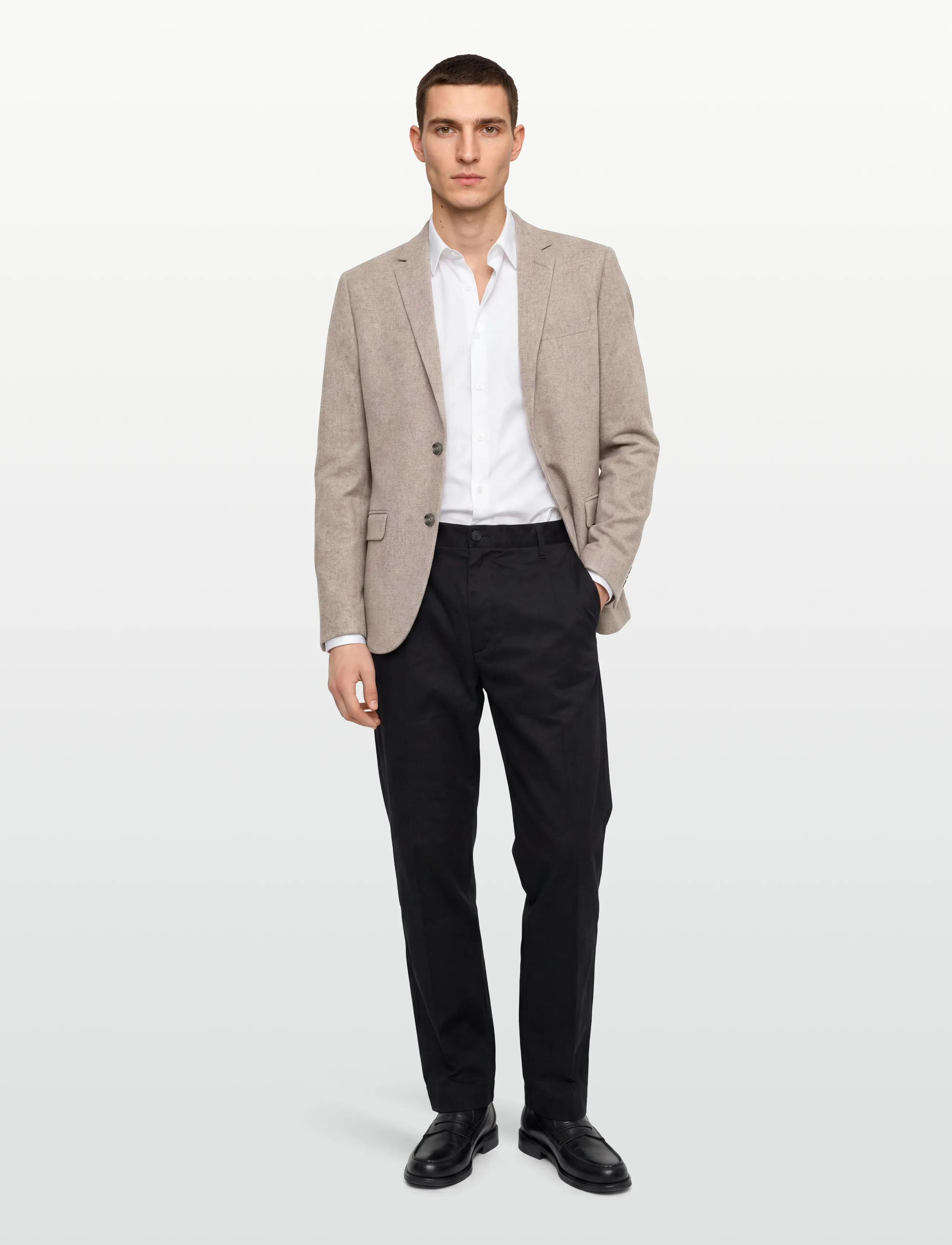 Lindbergh Flannel Wool Blend Blazer, Mænd, Flannel Blazer, Beige, Str: 56