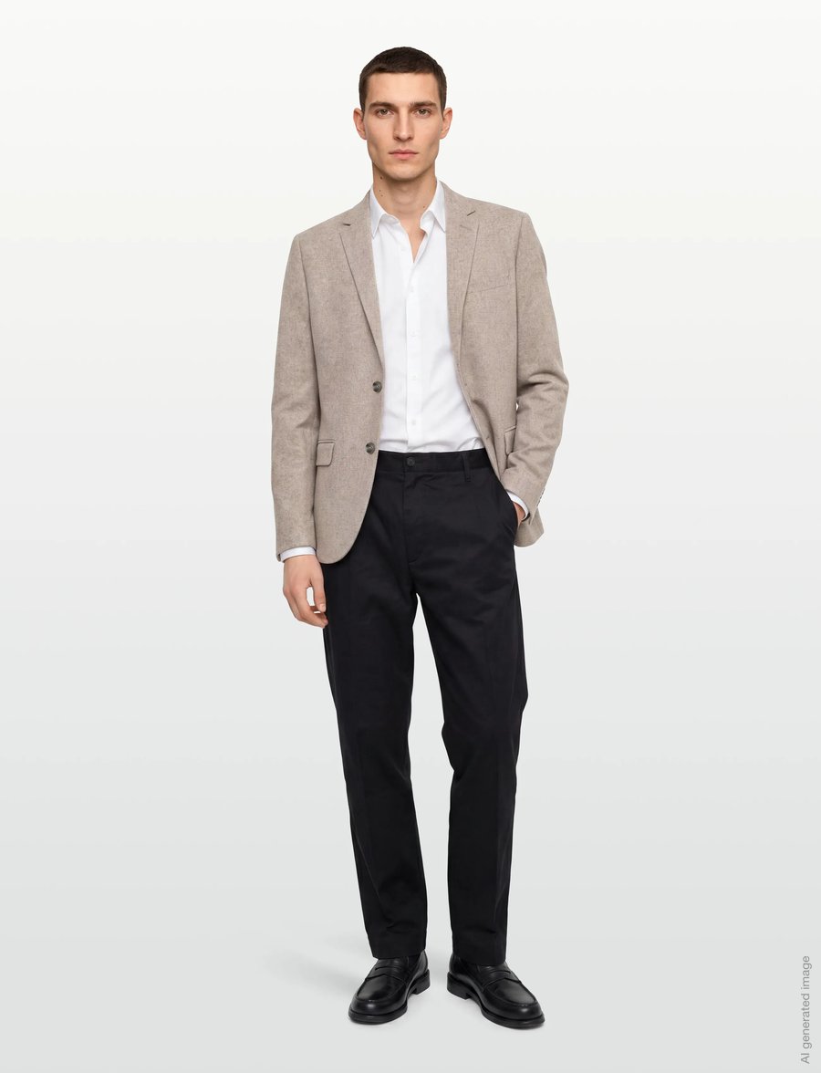 Lindbergh - Flannel wool blend blazer - einreiher - dk sand mel - 0