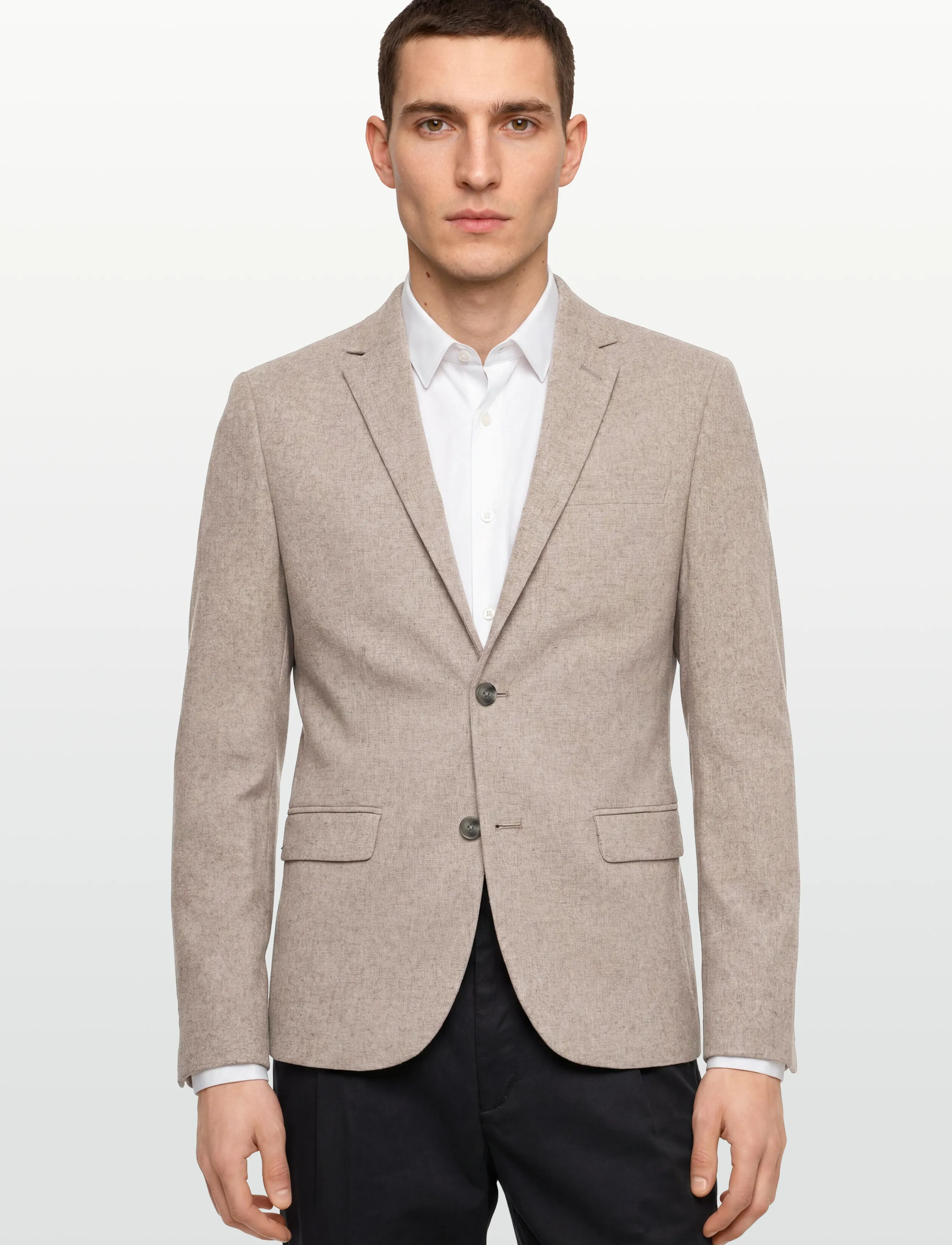Lindbergh - Flannel wool blend blazer - einreiher - dk sand mel - 3