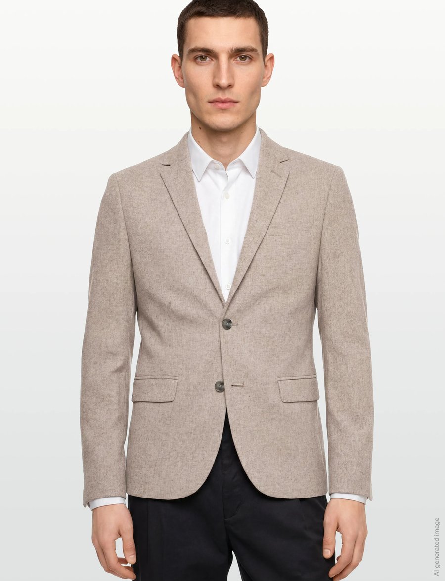 Lindbergh - Flannel wool blend blazer - einreiher - dk sand mel - 3