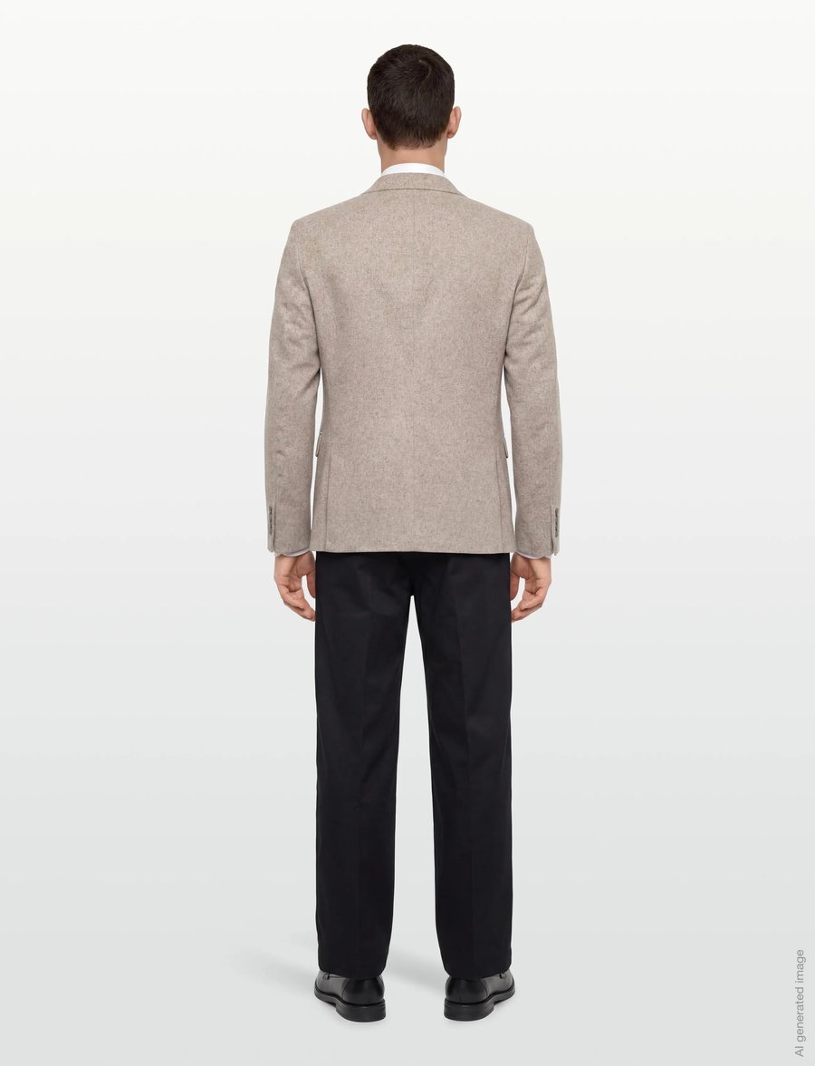Lindbergh - Flannel wool blend blazer - einreiher - dk sand mel - 4