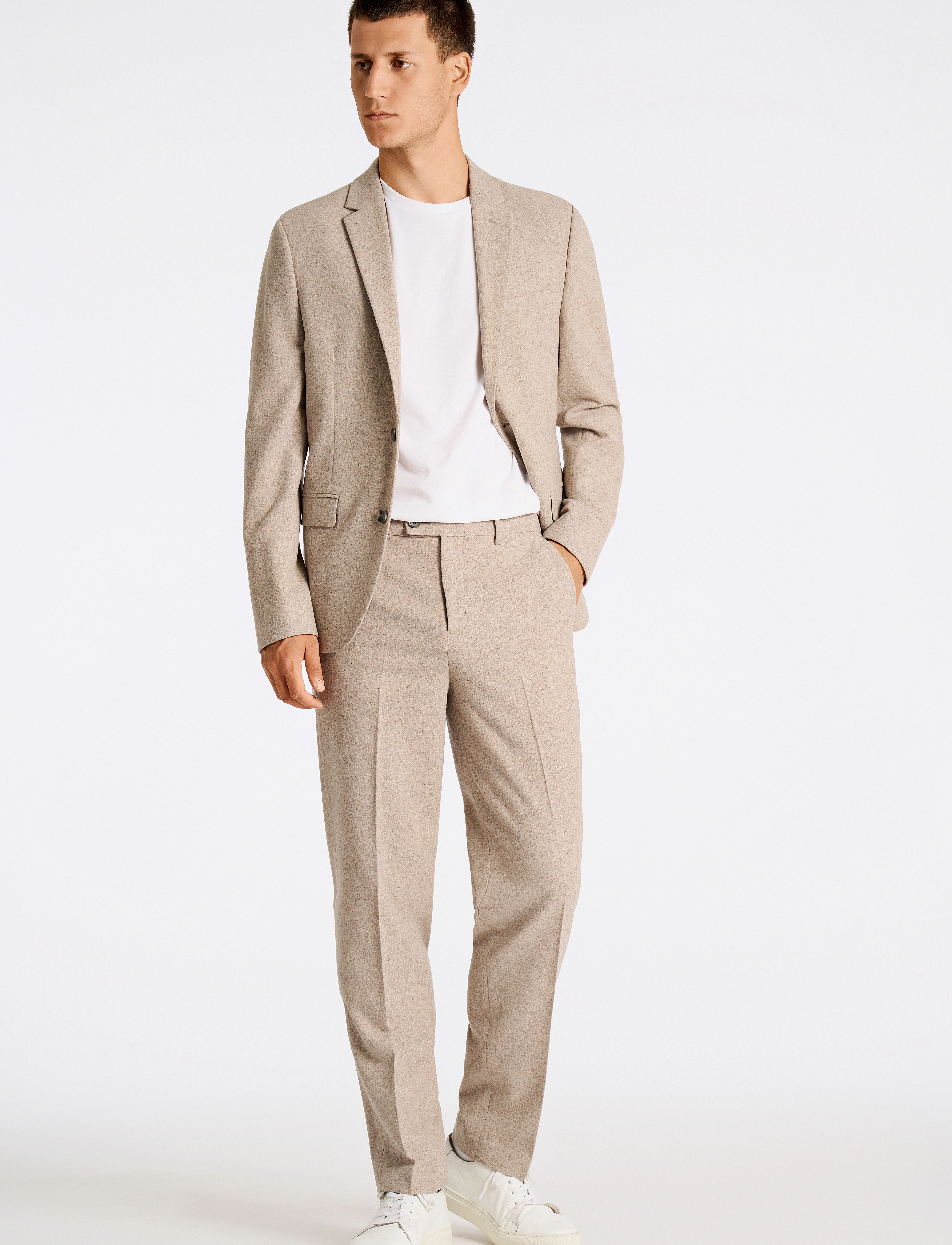 Lindbergh - Flannel wool blend blazer - Ühe rinnatisega pintsakud - dk sand mel - 3