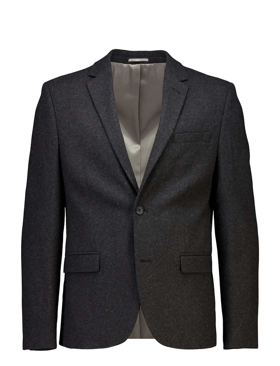 Lindbergh - Flannel wool blend blazer - enkelknäppta kavajer - black mel - 0