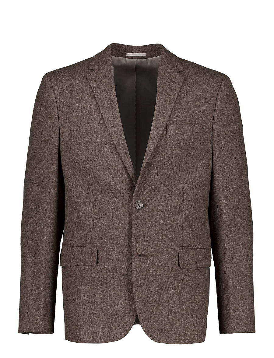 Lindbergh - Flannel wool blend blazer - enkelknäppta kavajer - brown mel - 0