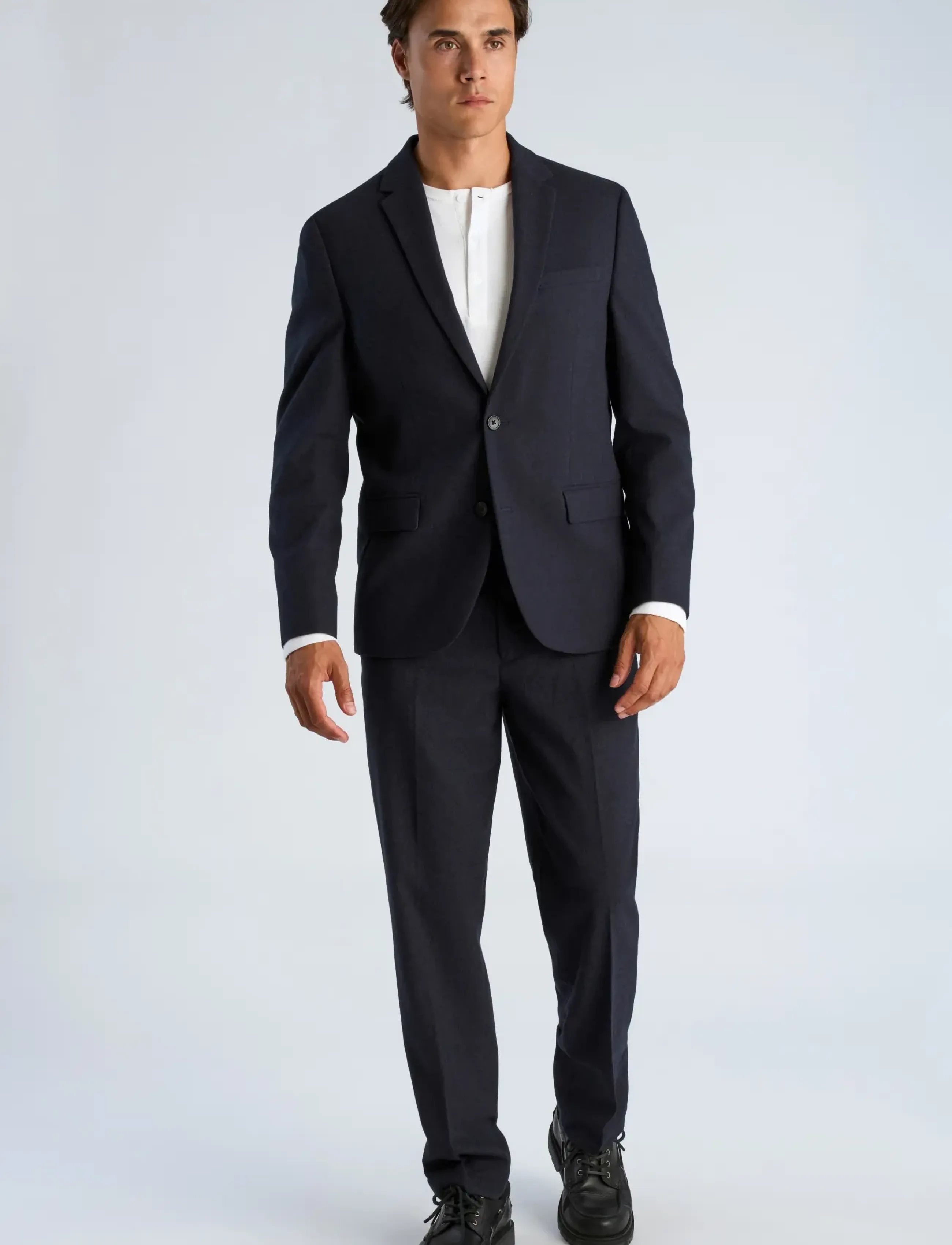 Lindbergh - Flannel wool blend blazer - einreiher - dk blue mel - 0