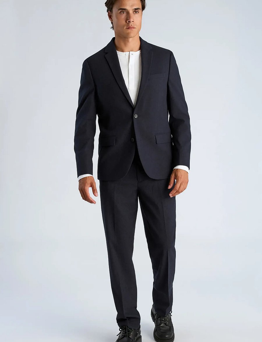 Lindbergh - Flannel wool blend blazer - einreiher - dk blue mel - 0