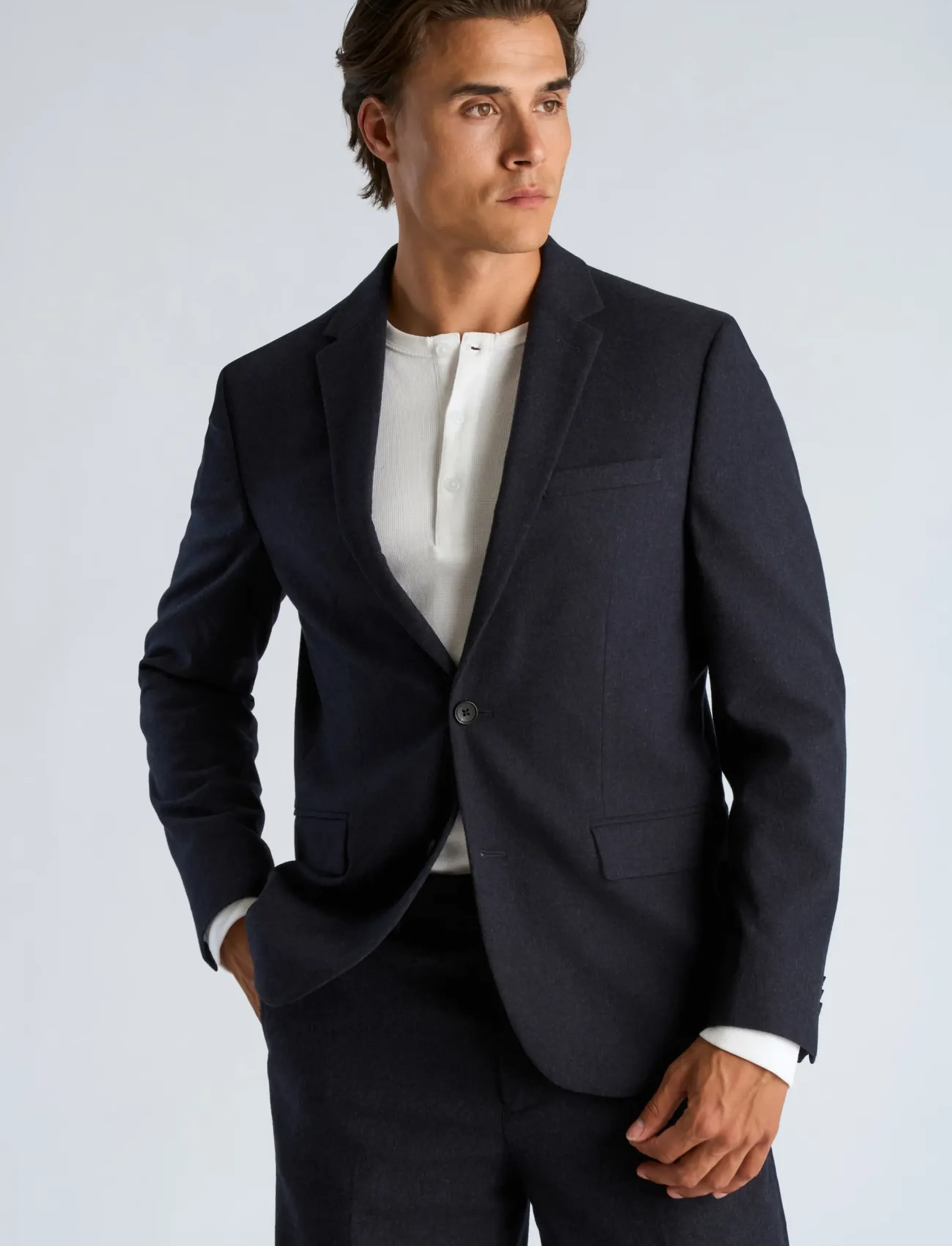 Lindbergh - Flannel wool blend blazer - einreiher - dk blue mel - 3