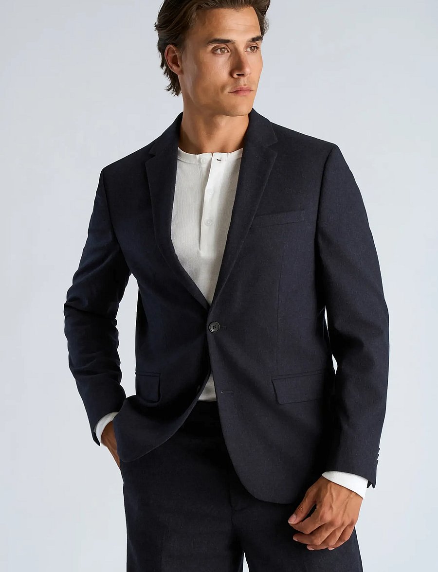 Lindbergh - Flannel wool blend blazer - einreiher - dk blue mel - 3