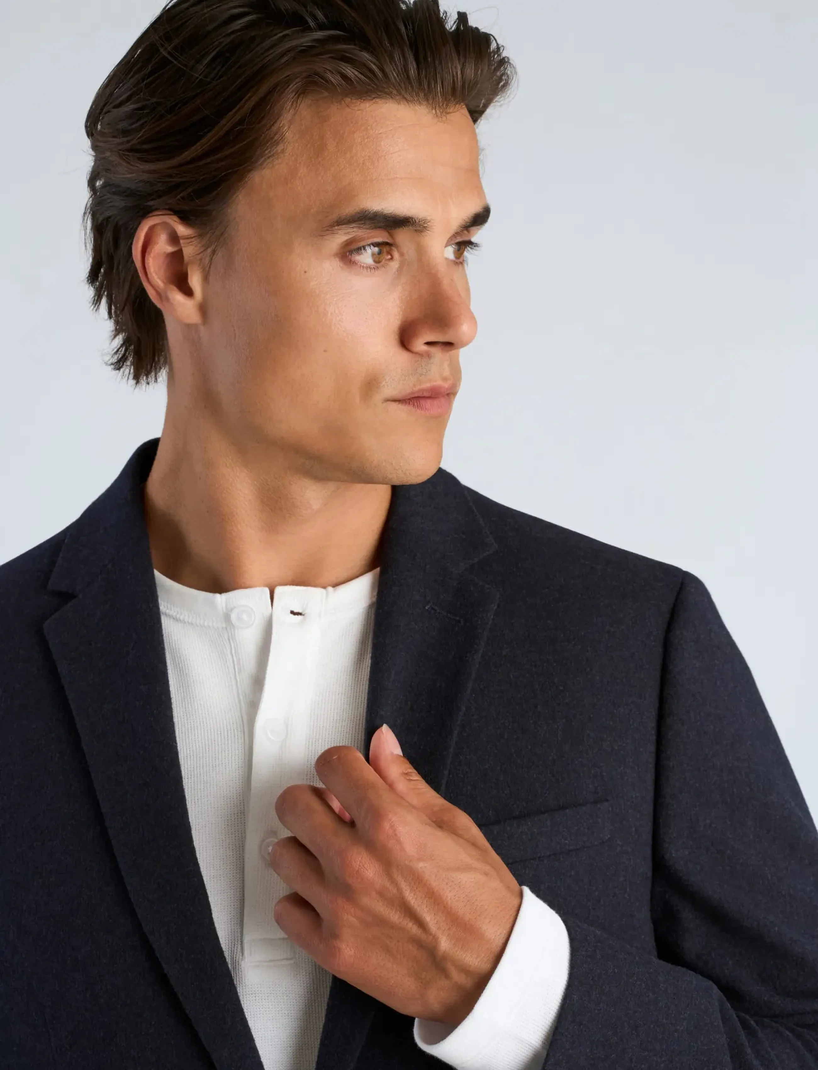 Lindbergh - Flannel wool blend blazer - einreiher - dk blue mel - 5