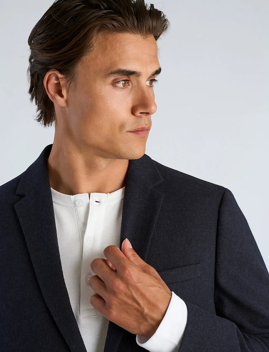 Lindbergh - Flannel wool blend blazer - einreiher - dk blue mel - 5