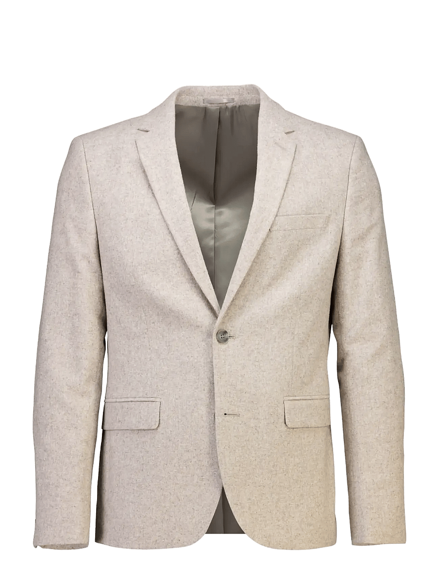 Lindbergh - Flannel wool blend blazer - enkelknäppta kavajer - dk sand mel - 0