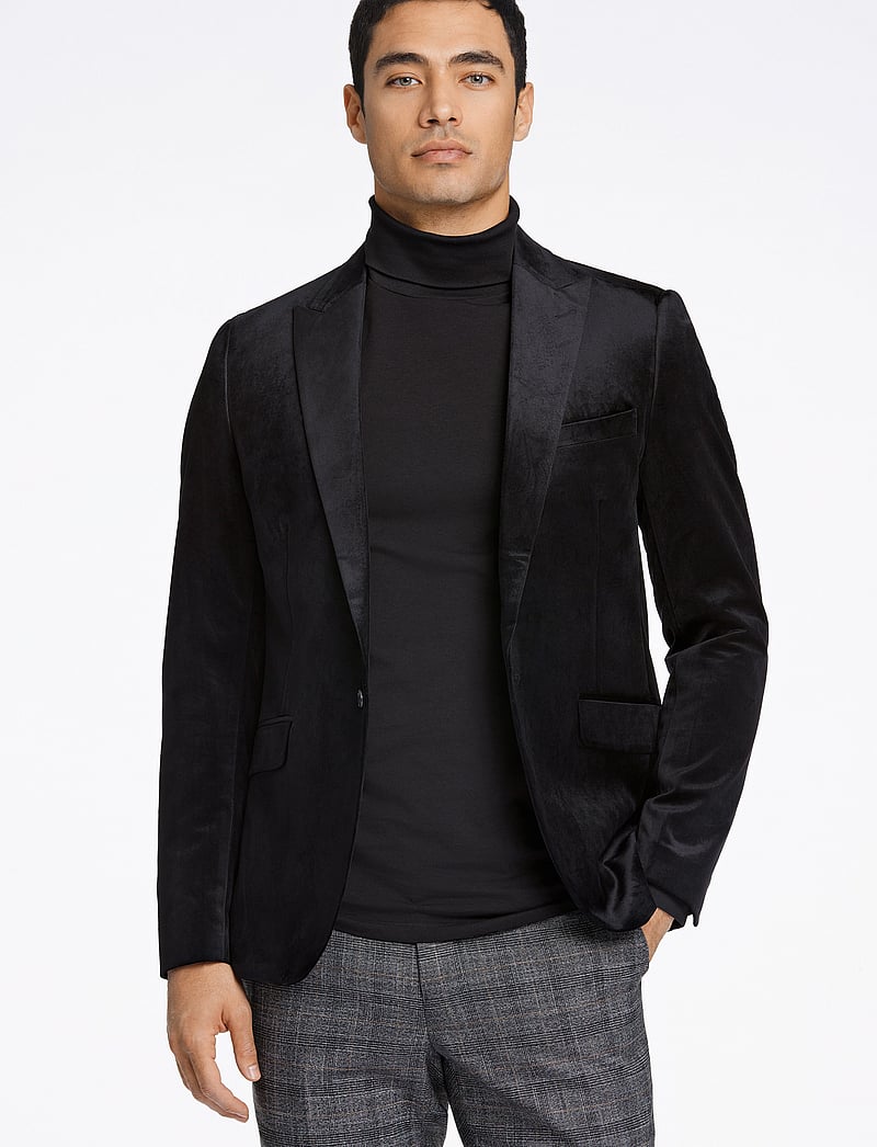 Lindbergh - Velvet blazer - Ühe rinnatisega pintsakud - black - 0