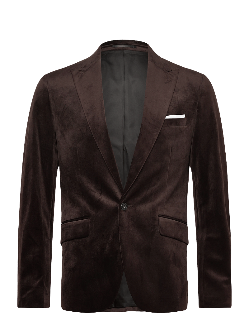 Lindbergh - Velvet blazer - enkeltradede blazere - brown - 1