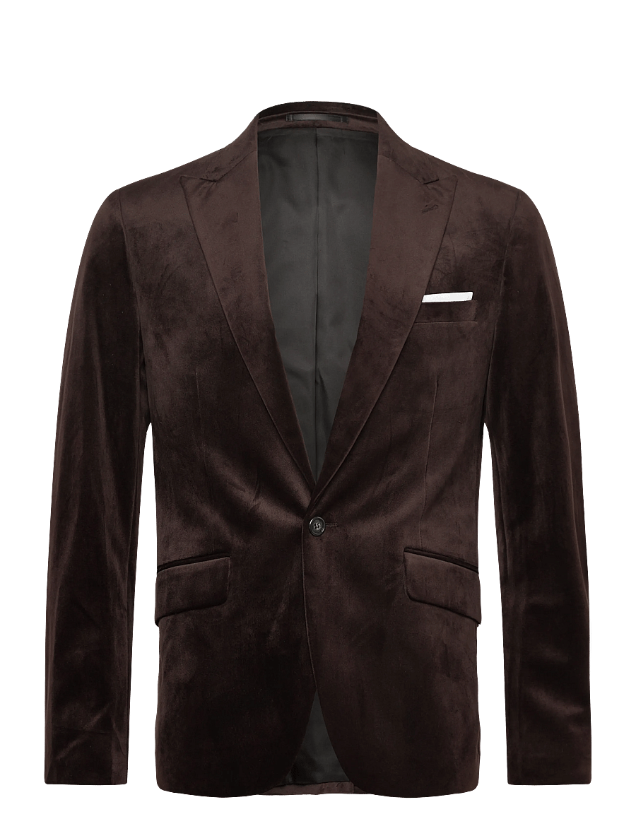 Lindbergh - Velvet blazer - enkelknäppta kavajer - brown - 1