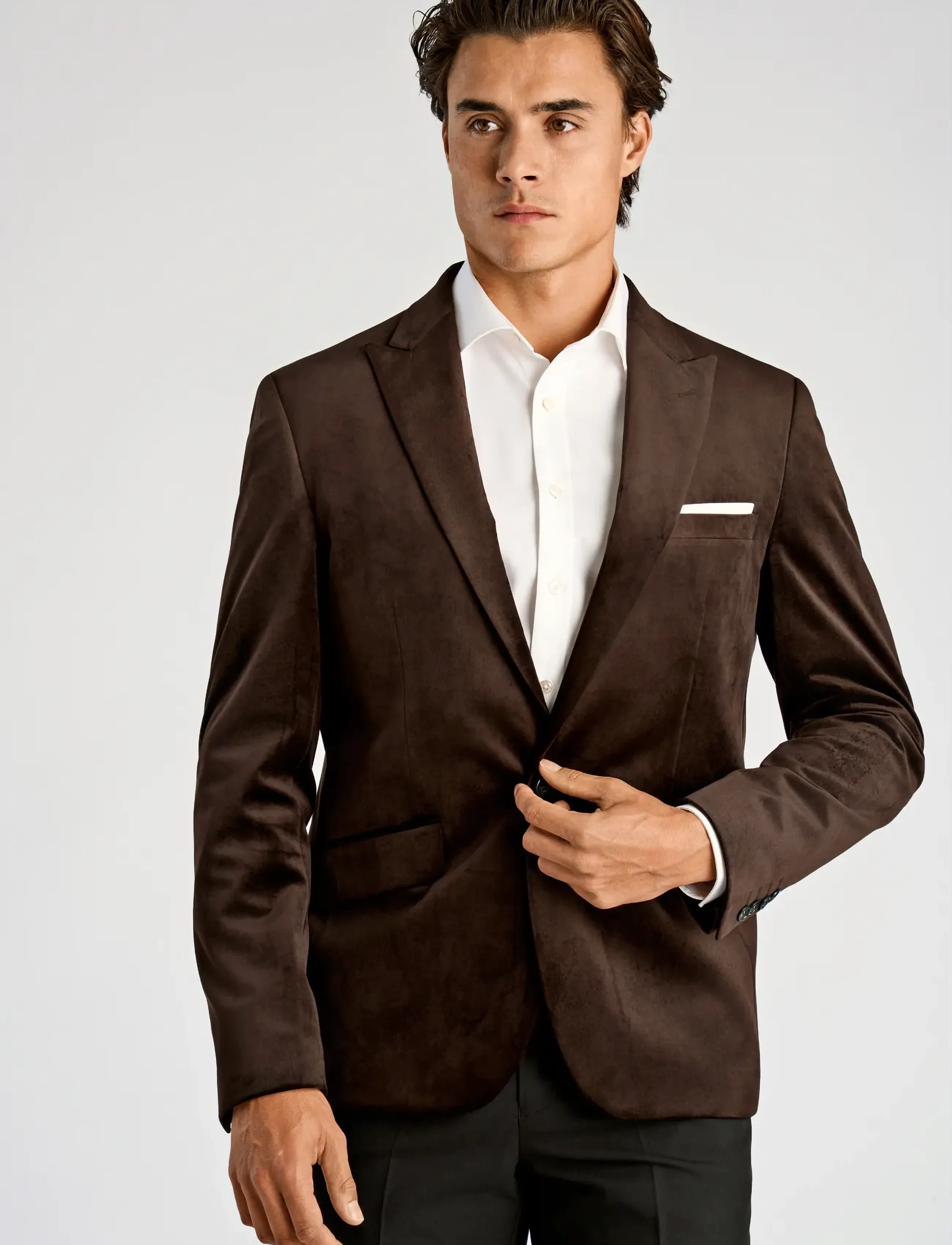 Lindbergh Velvet Blazer, 50, Brown, Blazere > Enkeltradede Blazere, Herre