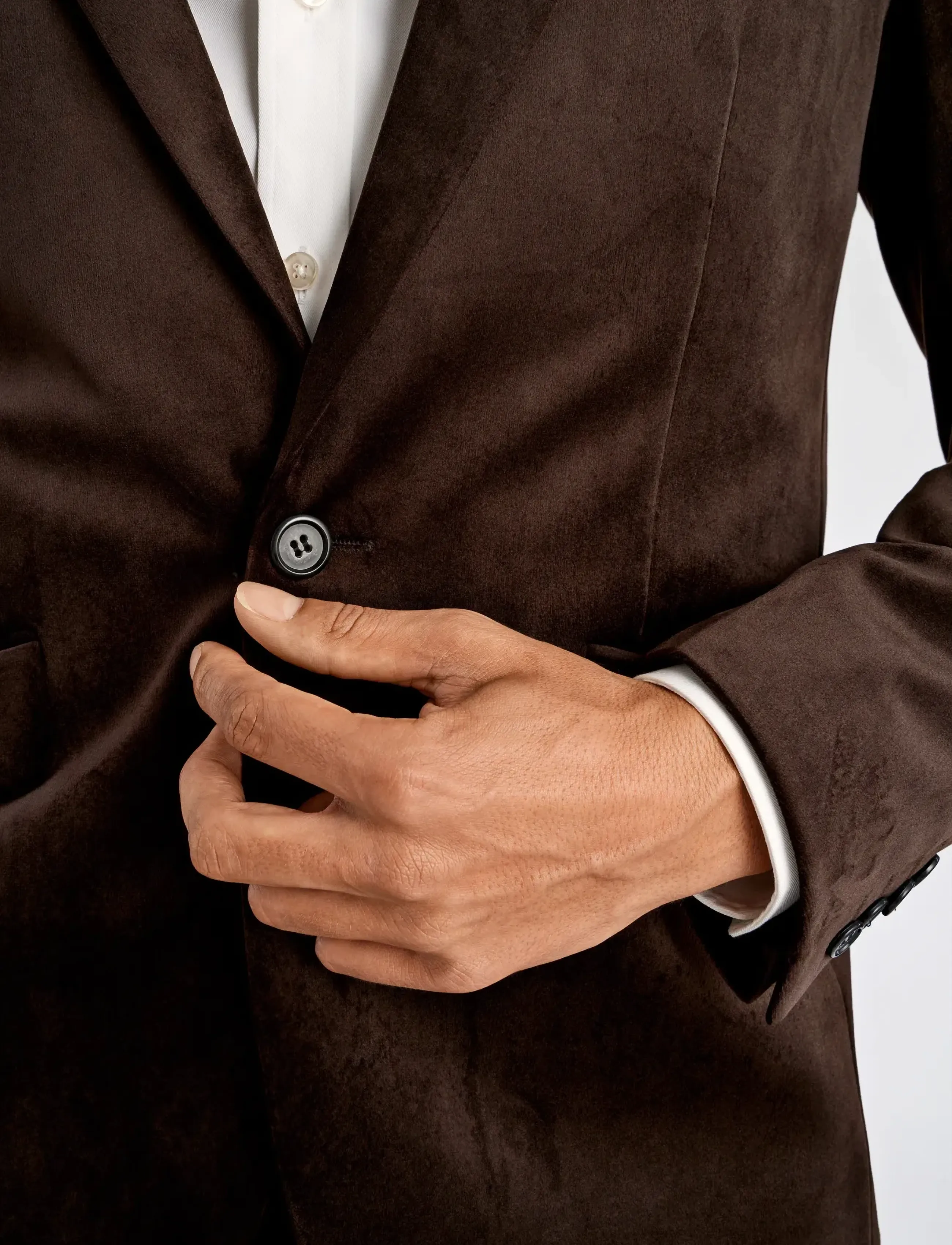 Lindbergh - Velvet blazer - blazers met enkele rij knopen - brown - 5