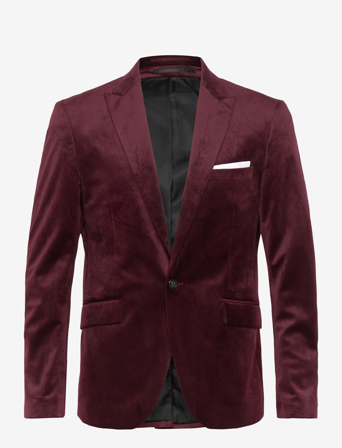 Lindbergh - Velvet blazer - enkelknäppta kavajer - burgundy - 1