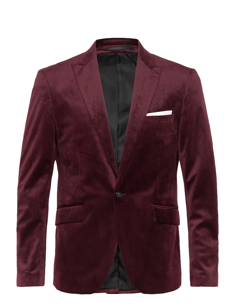 Lindbergh - Velvet blazer - enkelknäppta kavajer - burgundy - 1
