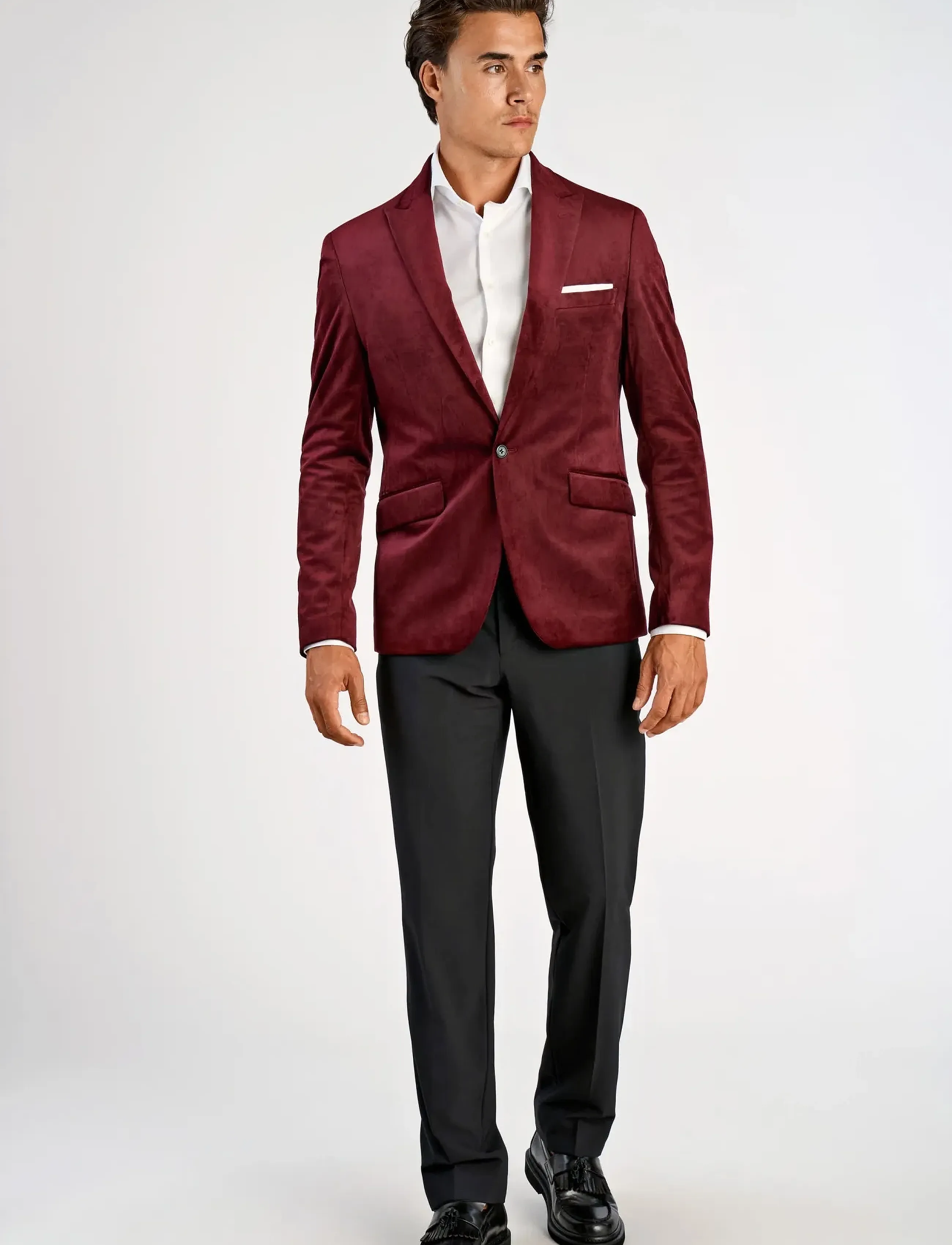 Lindbergh - Velvet blazer - enkelknäppta kavajer - burgundy - 3