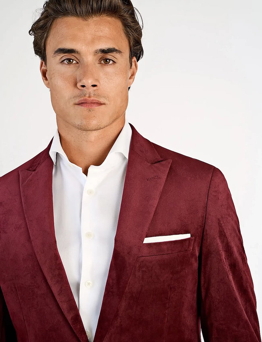 Lindbergh - Velvet blazer - enkelknäppta kavajer - burgundy - 5