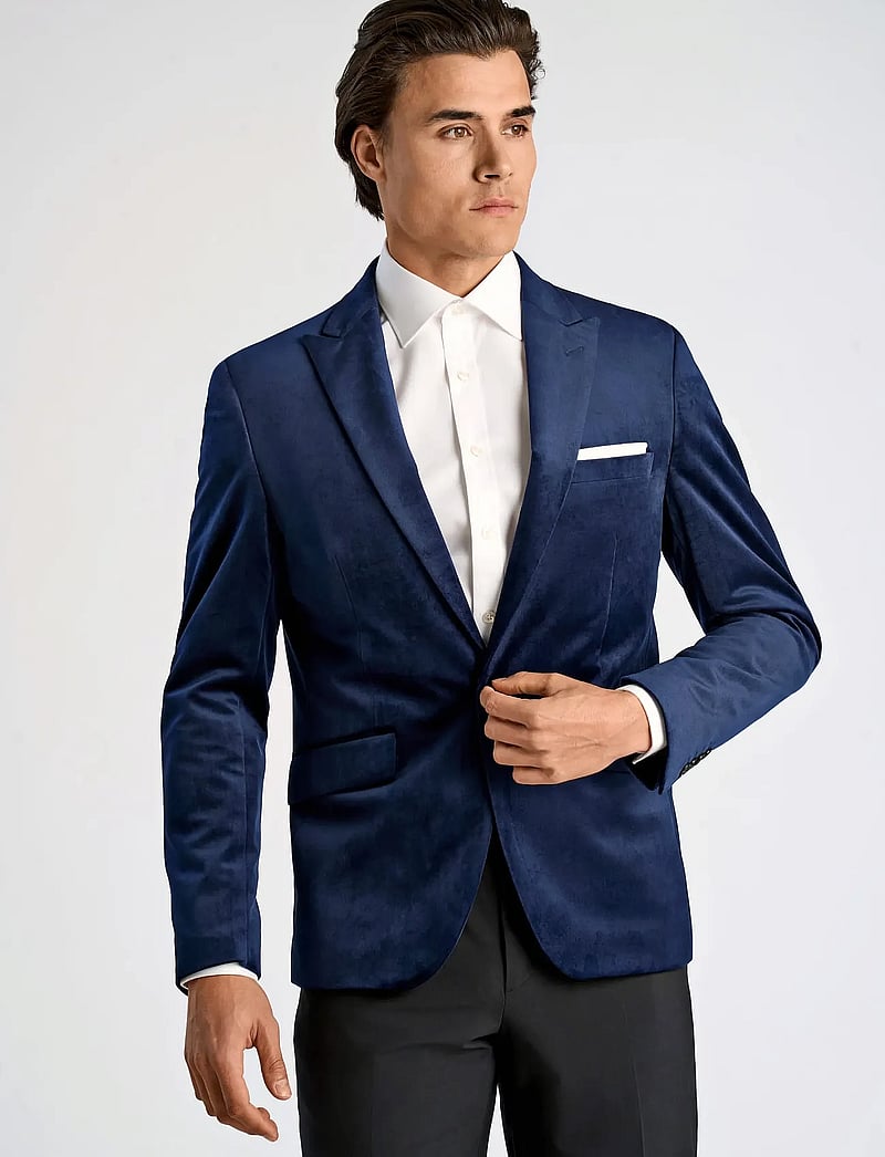 Lindbergh - Velvet blazer - enkelknäppta kavajer - dk blue - 0