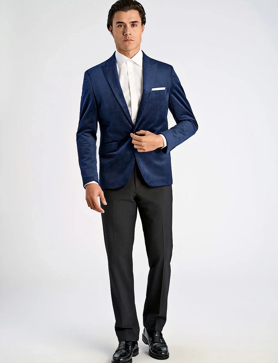 Lindbergh - Velvet blazer - einreiher - dk blue - 3