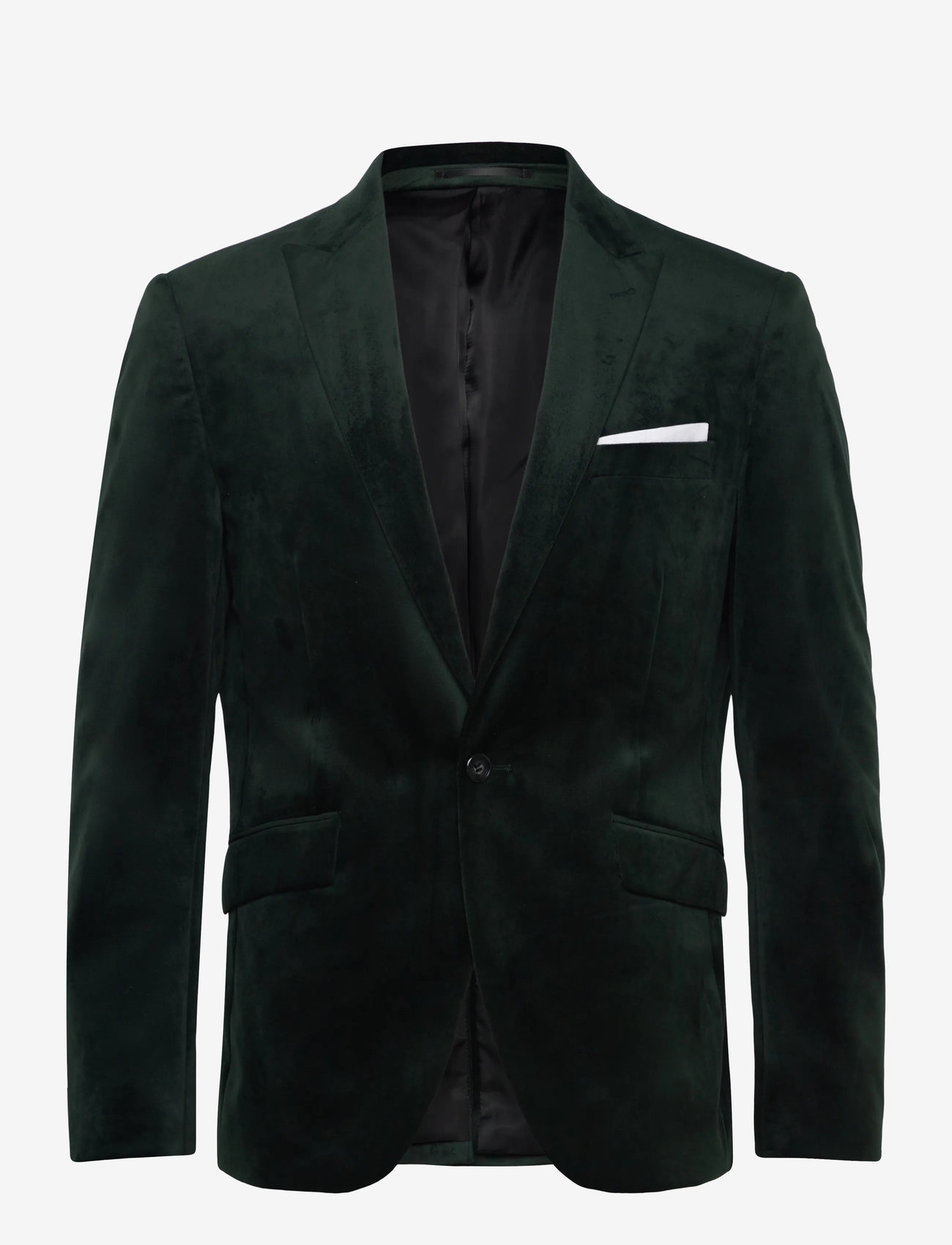 Lindbergh - Velvet blazer - enkeltradede blazere - dk green - 0
