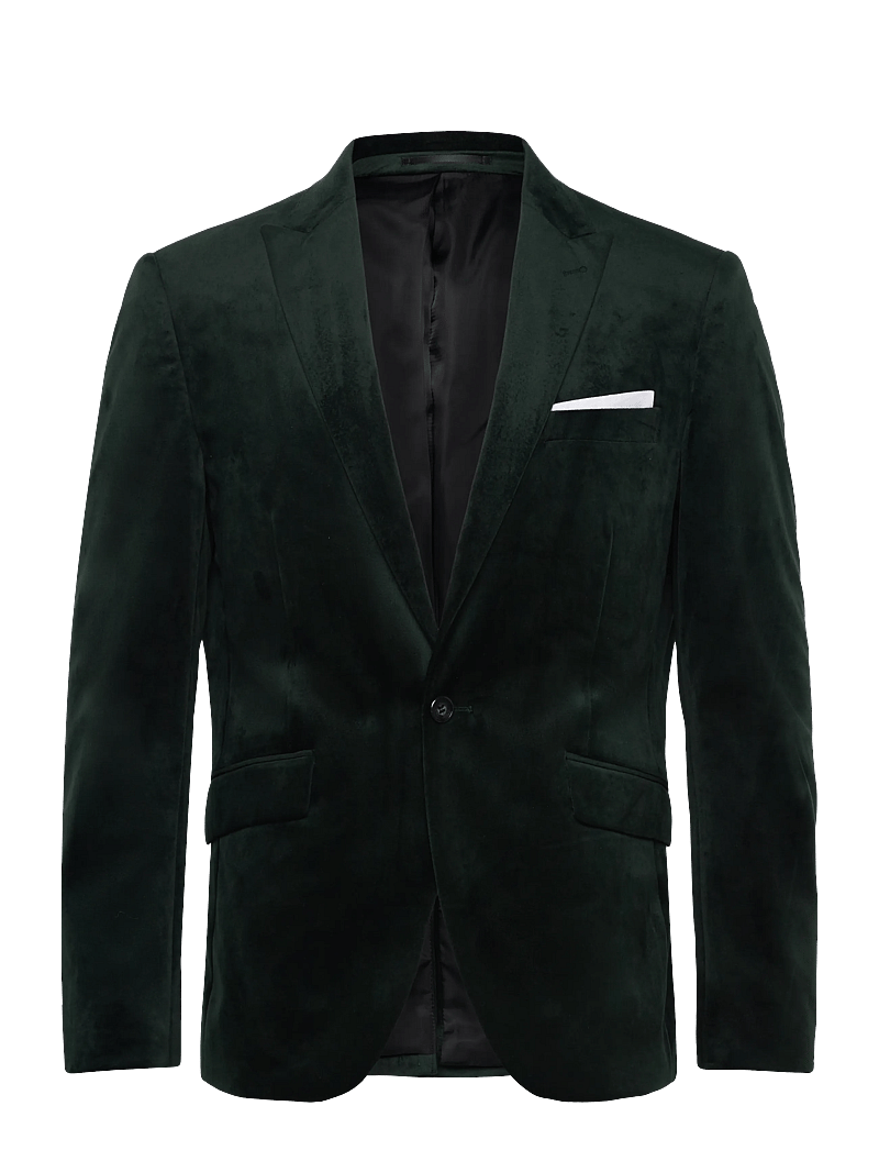 Lindbergh - Velvet blazer - blazers met enkele rij knopen - dk green - 0