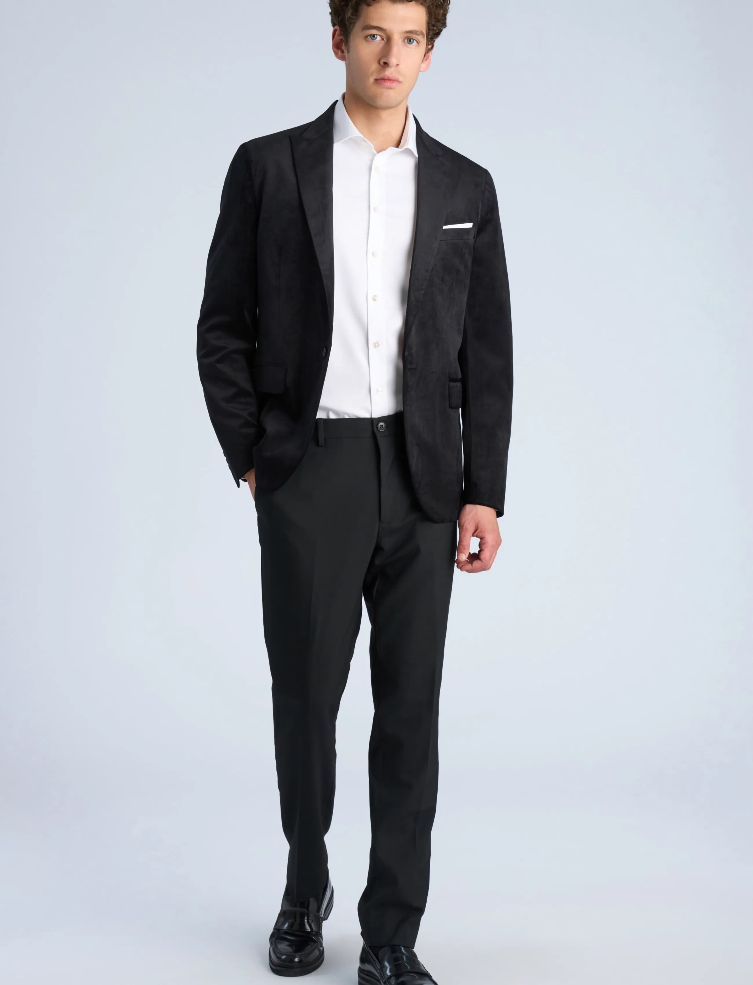 Lindbergh - Velvet blazer - enkelknäppta kavajer - black - 0