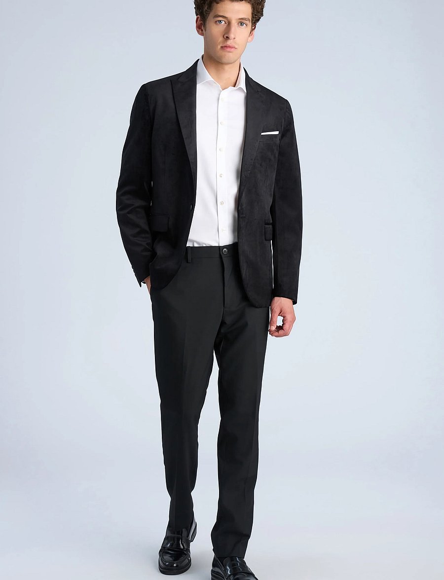 Lindbergh - Velvet blazer - enkelknäppta kavajer - black - 0