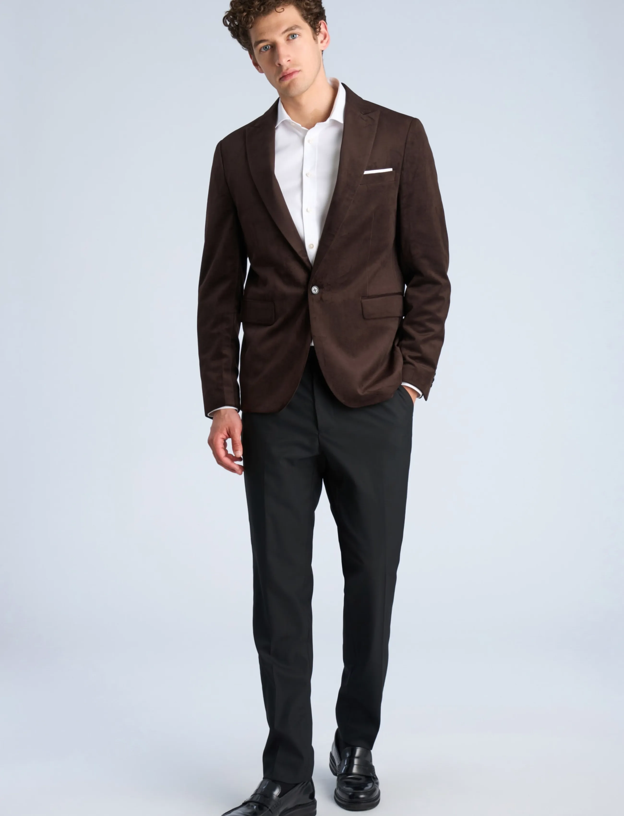 Lindbergh - Velvet blazer - enkeltradede blazere - brown - 0